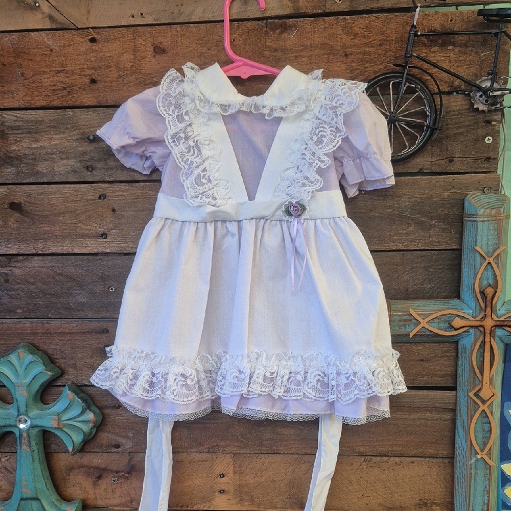 Charming White and Purple Kids Casual Dress